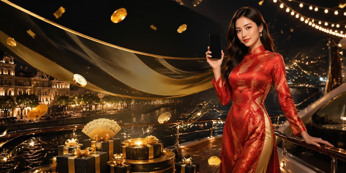 Phụ nữ Hà Nội mặc áo dài nhận thưởng cashback trên điện thoại qua ứng dụng mad68